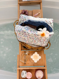 Large Pastel Flower Quilted Handmade Travel Bag
