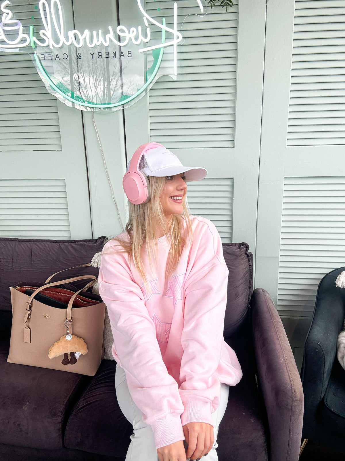 Light Pink Star Lux Striped Sweatshirt