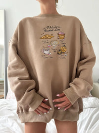 Cappuccino Autumn Fall Bucket List Embroidered Sweatshirt