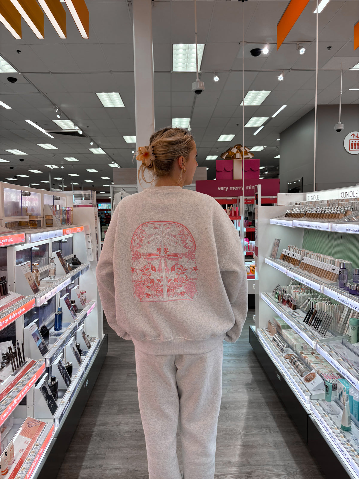 Pearl Grey Tropical Palms Sweatshirt