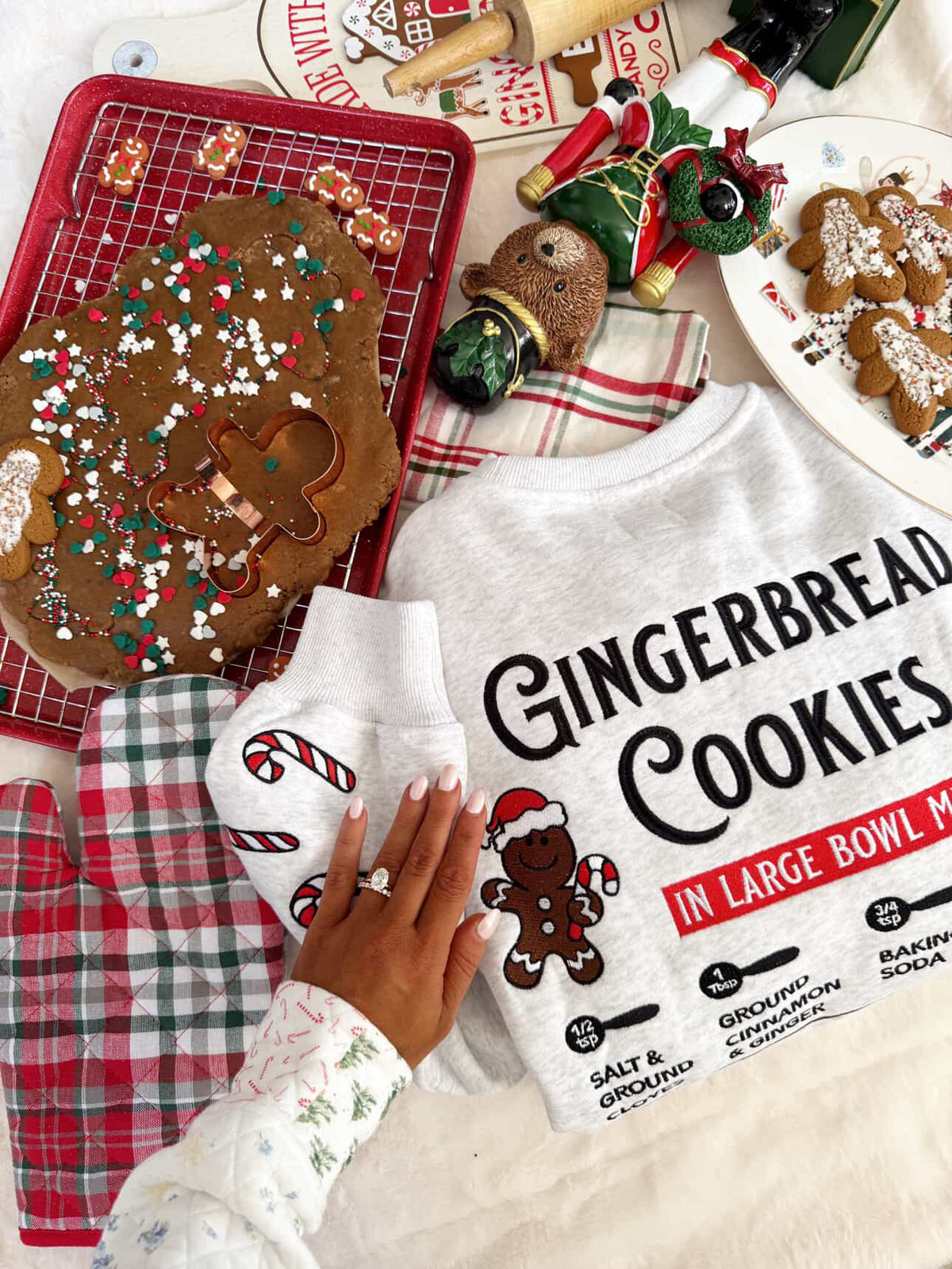 Ivory Gingerbread Recipe Christmas Embroider Sweatshirt