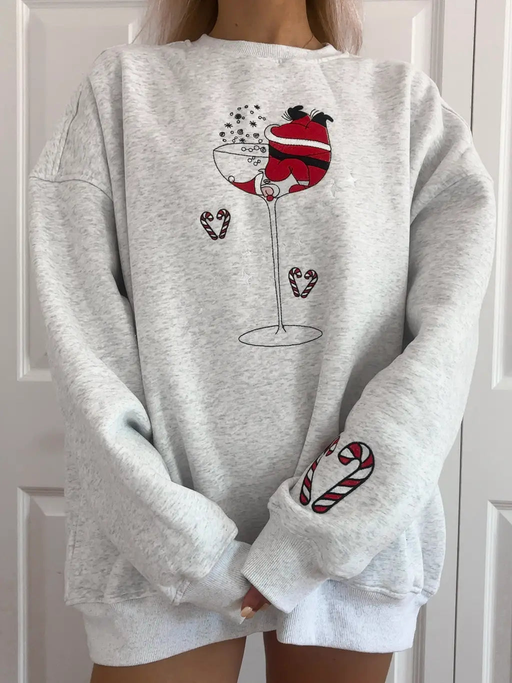 Tipsy Santa Christmas Embroidered Sweatshirt