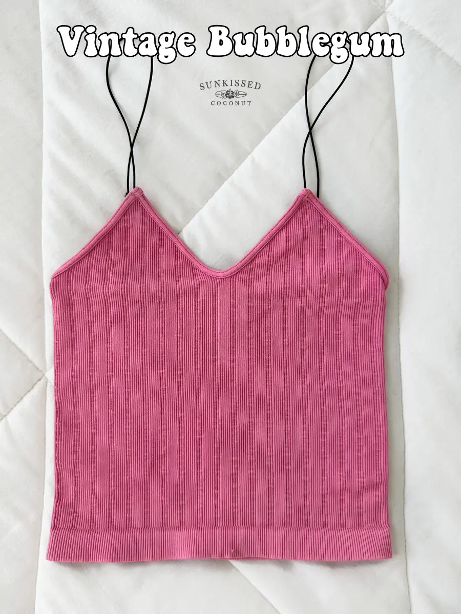 Tropical Vintage Ribbed Seamless Tanktops - Sunkissedcoconut