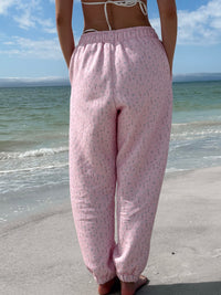 Light Pink Ditsy Blue Floral Joggers