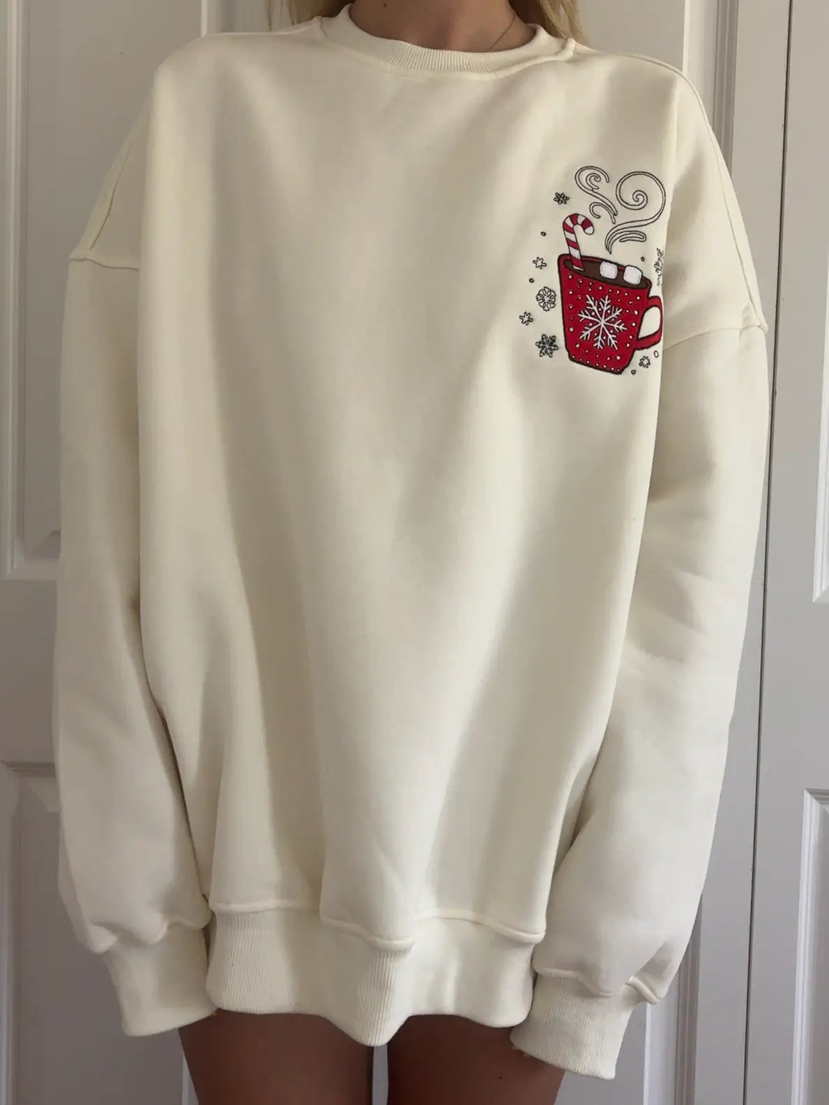 Hot Chocolate Recipe Christmas Embroider Sweatshirt