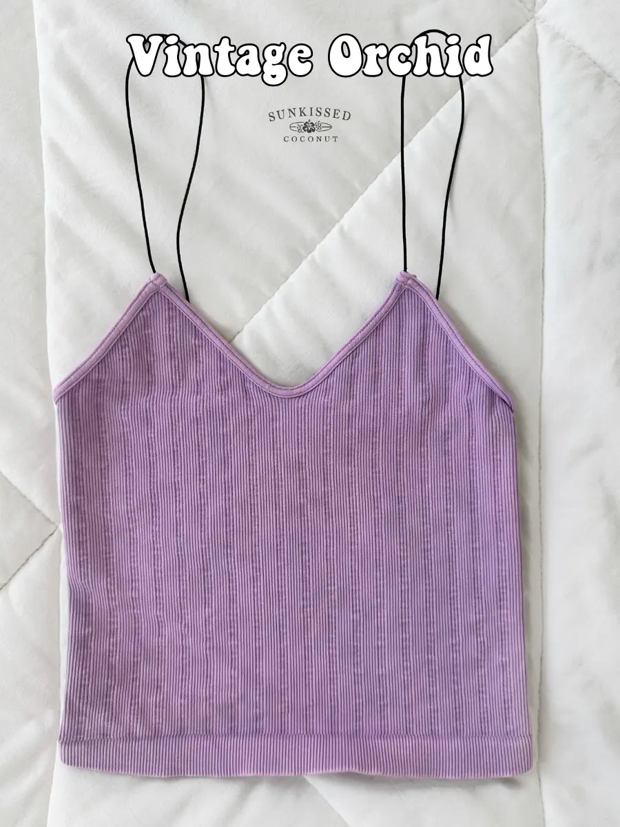 Tropical Vintage Ribbed Seamless Tanktops - Sunkissedcoconut