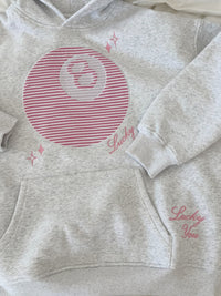 Pearl Grey Lucky You 8 Ball Embroider Hoodie