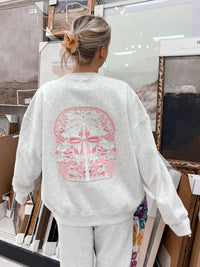 Pearl Grey Tropical Palms Sweatshirt