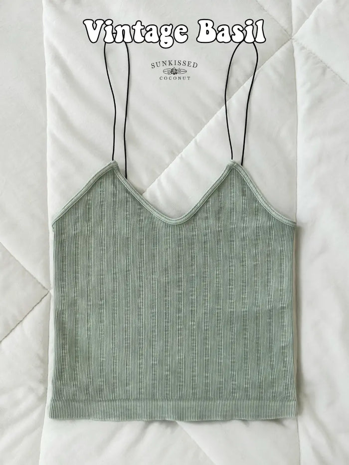 Tropical Vintage Ribbed Seamless Tanktops - Sunkissedcoconut