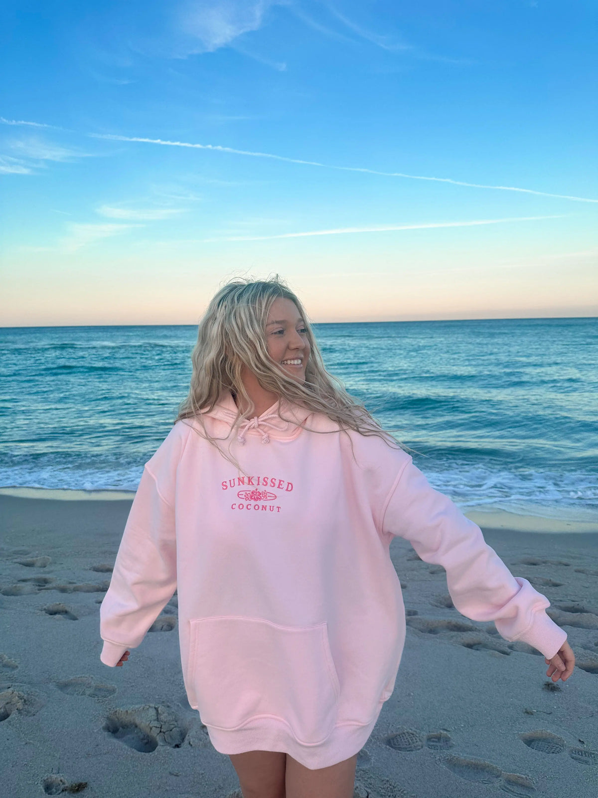 Tana Light Pink Embroider Sunkissedcoconut Hoodie