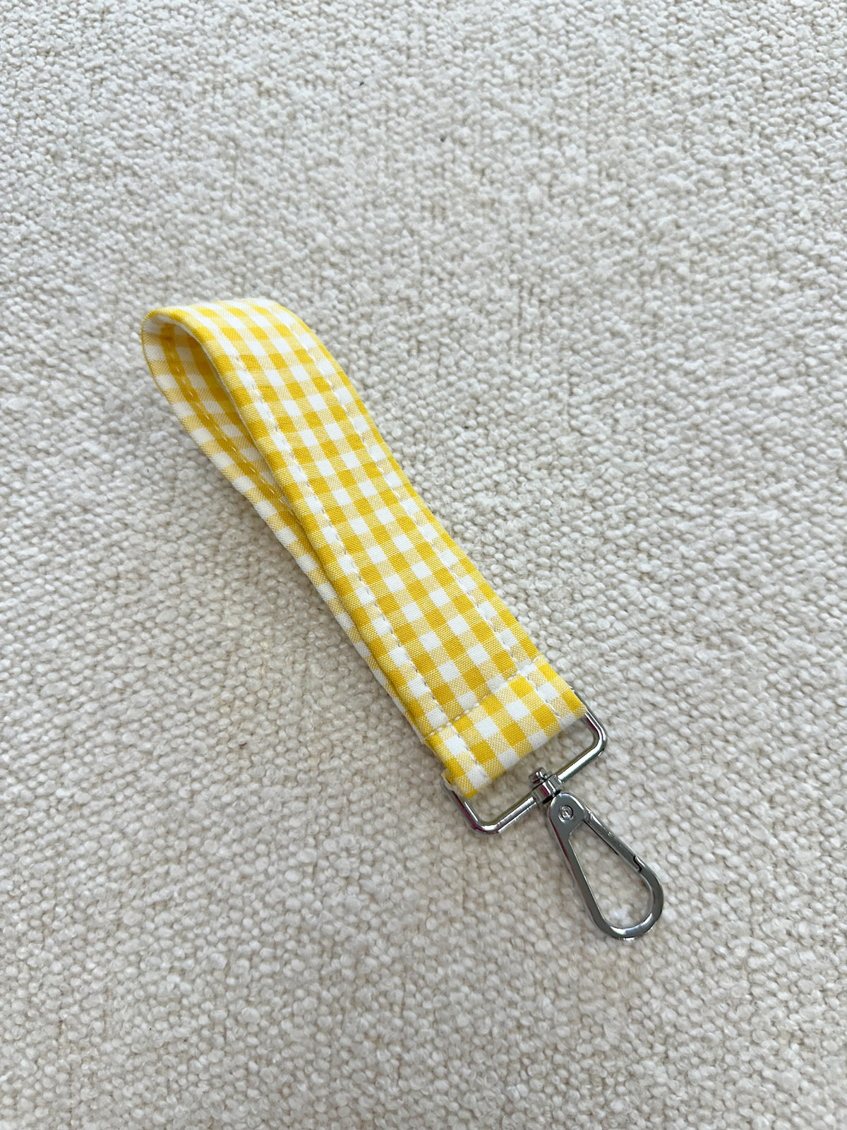 Yellow Gingham Handmade Keychain