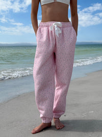 Light Pink Ditsy Blue Floral Joggers