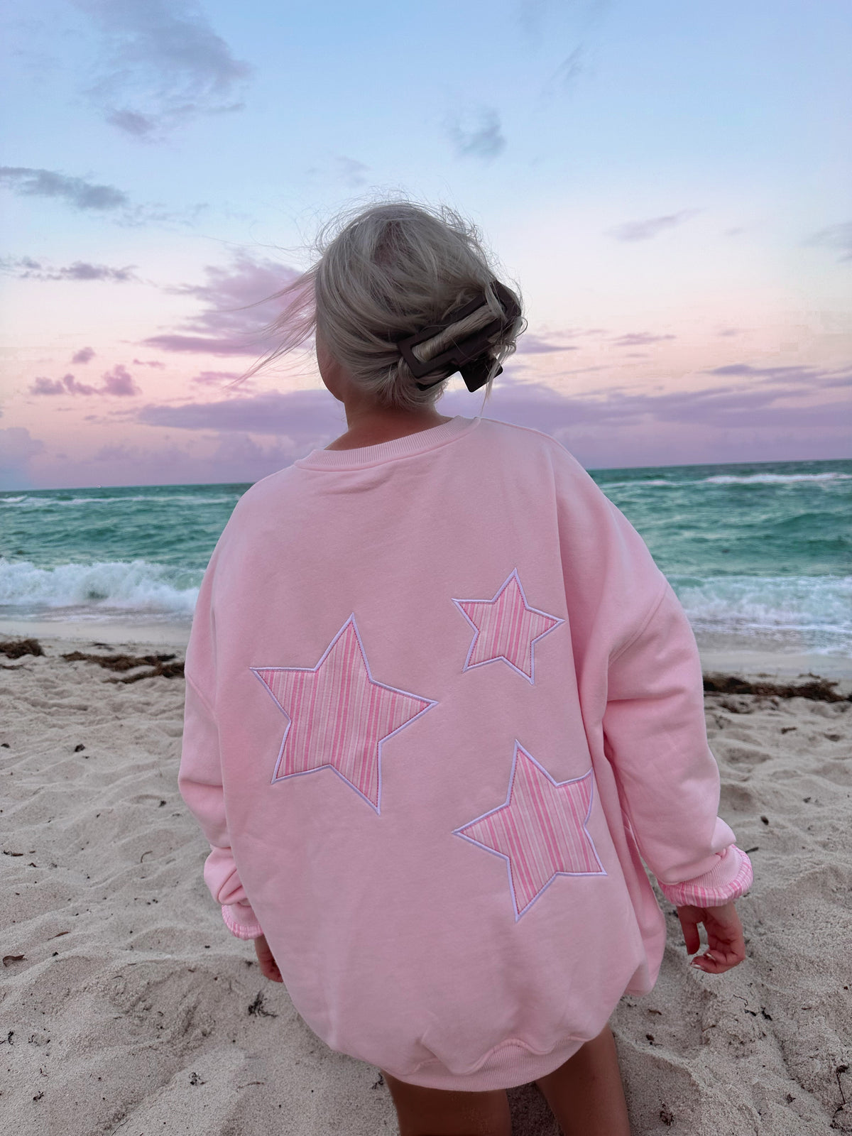Light Pink Star Lux Striped Sweatshirt