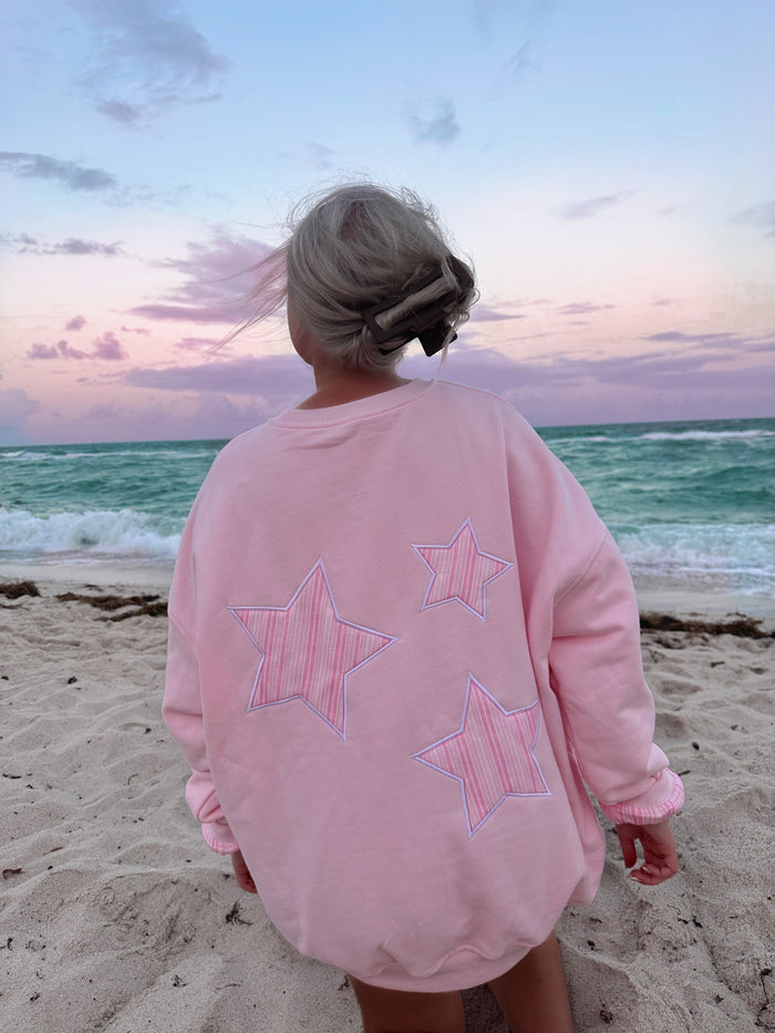 Light Pink Star Lux Striped Sweatshirt
