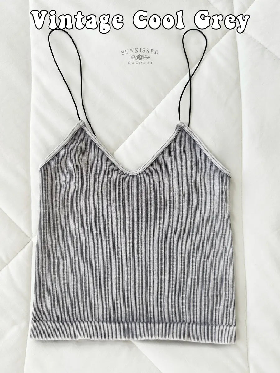 NEUTRAL VINTAGE RIBBED SEAMLESS TANKTOPS - Sunkissedcoconut