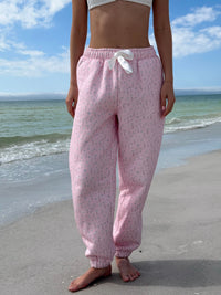 Light Pink Ditsy Blue Floral Joggers