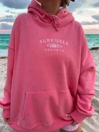 Hibiscus Pink Sunkissedcoconut Embroider Hoodie