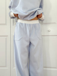 Blue and White Mini Striped Sweatpants