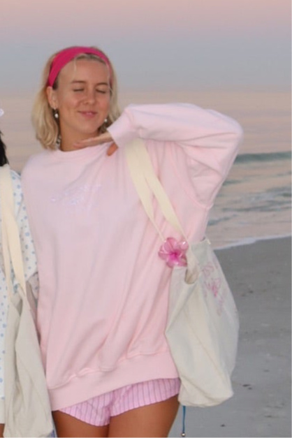 Light Pink Sunkissedcoconut Embroider Sweatshirt