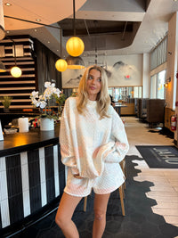 Shades Of Blue Quilted Pastel Mockneck Sweatshirt