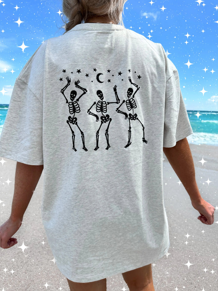 EMBROIDER SKELETON TEE - Sunkissedcoconut