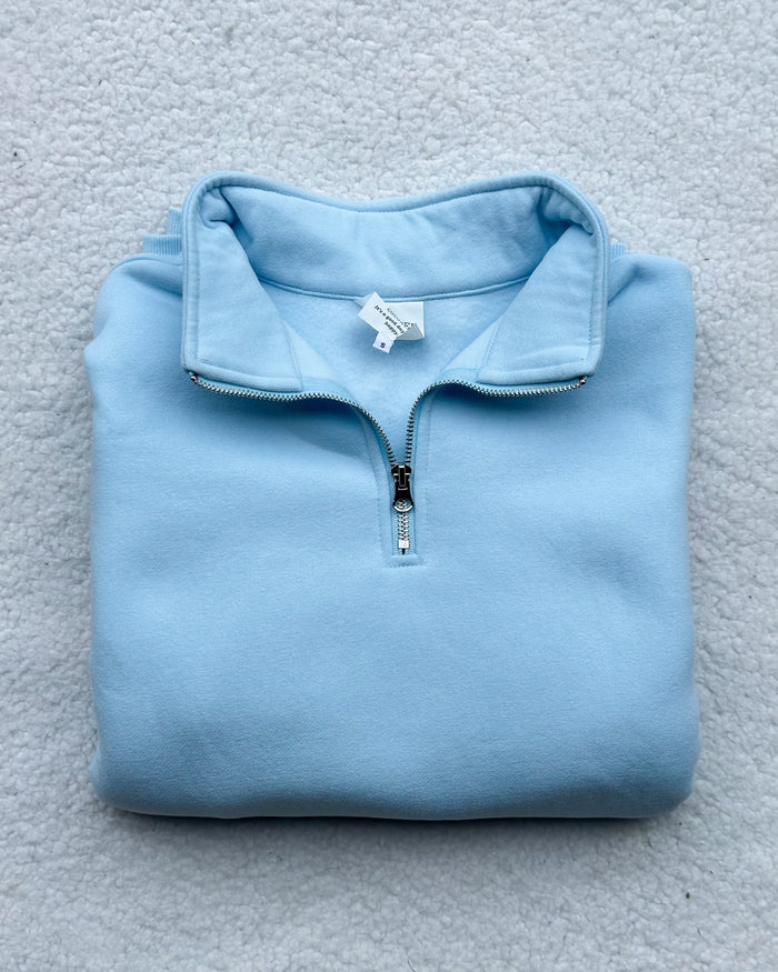 Icy Blue Basic Blank Quarter-Zip Sweatshirt