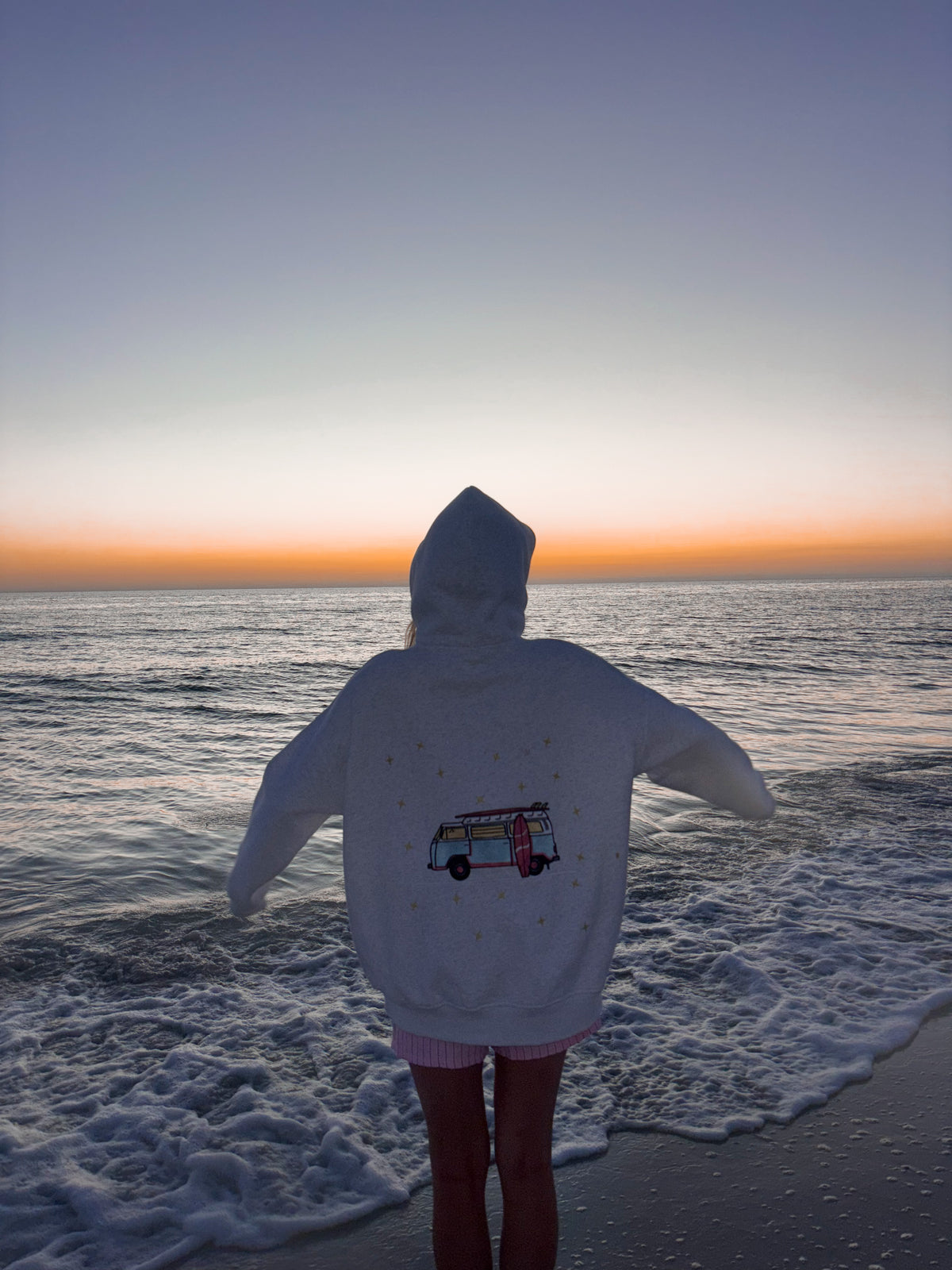 Pearl Grey Embroider Van Star Hoodie