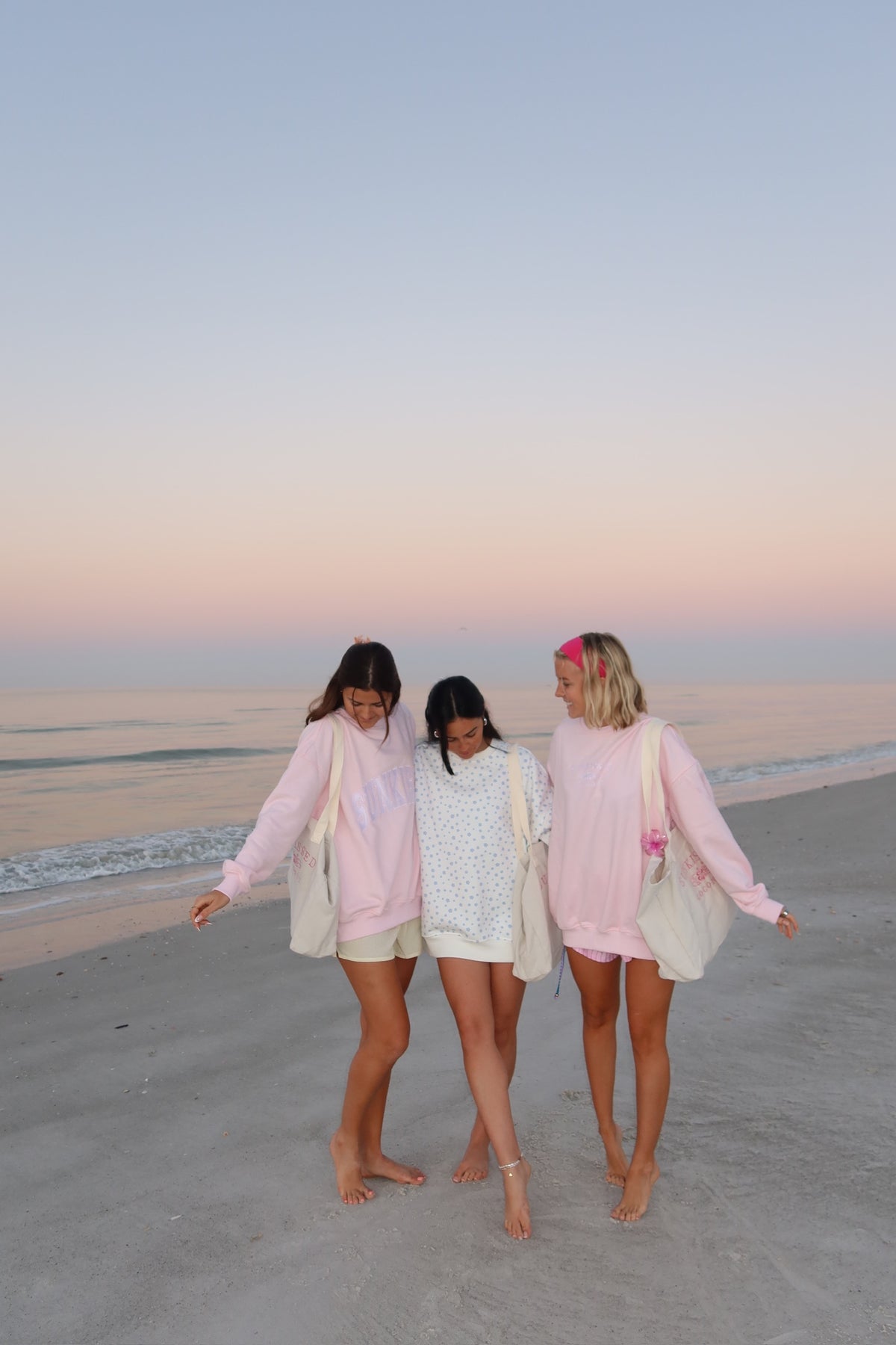 Light Pink Sunkissedcoconut Embroider Sweatshirt