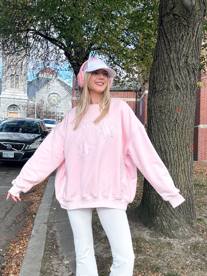 Light Pink Star Lux Striped Sweatshirt