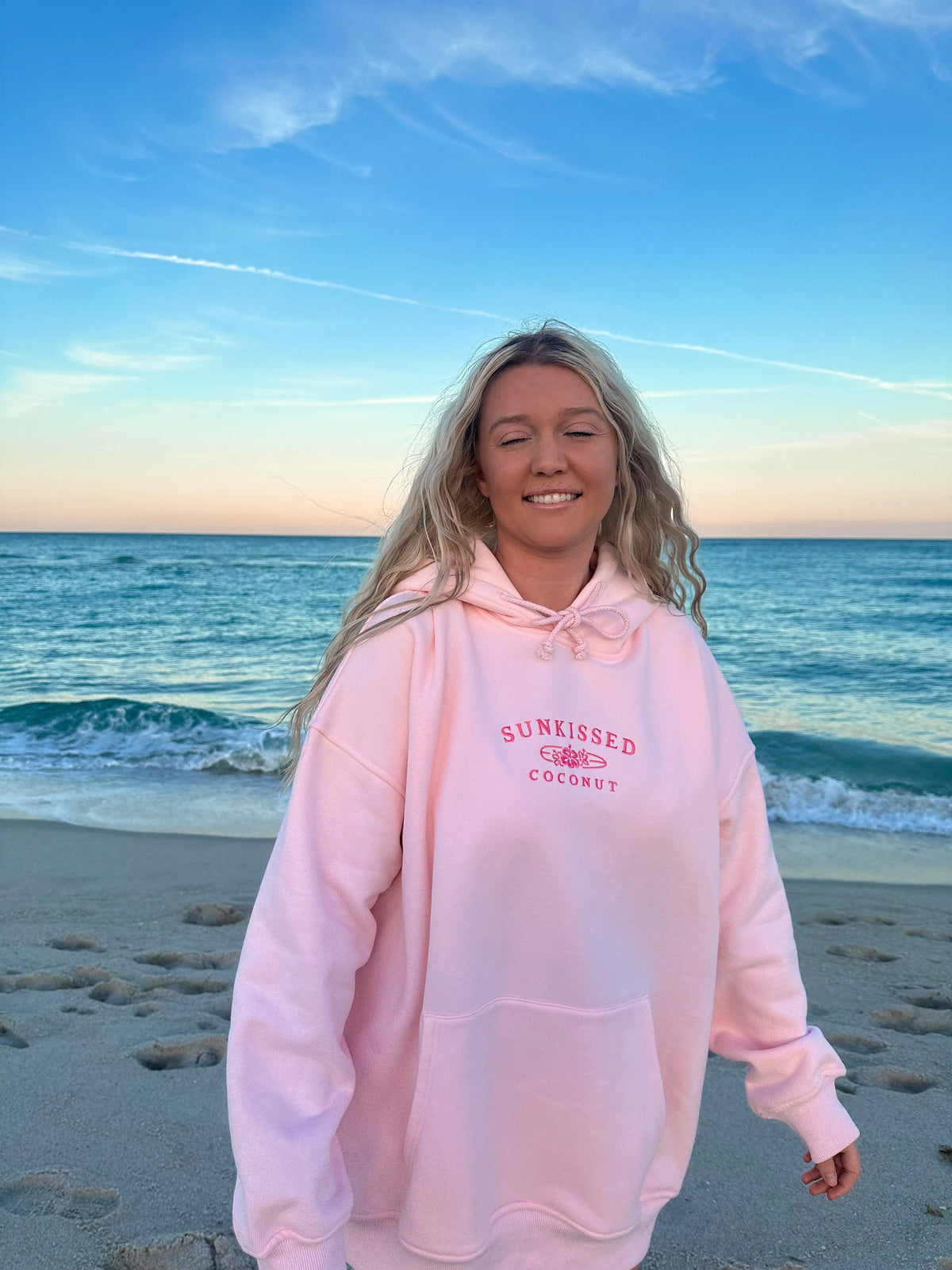 Tana Light Pink Embroider Sunkissedcoconut Hoodie