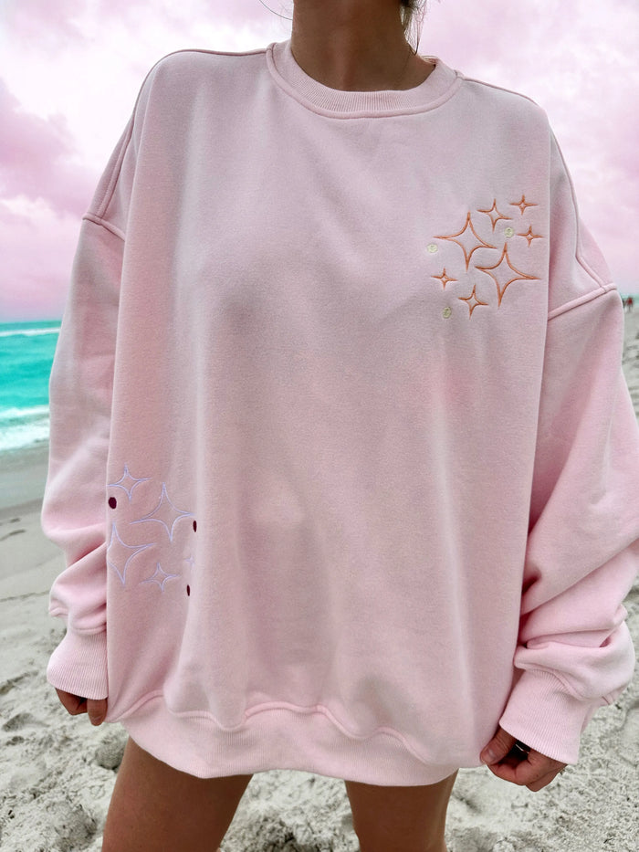 Light Pink Sunset Rays Embroider Sweatshirt