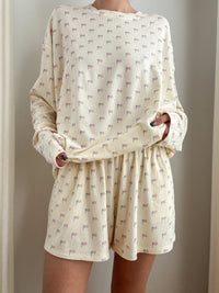 Pale Yellow American Flag Pajama Pattern Top