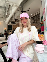Pink Embroider Bow Tee