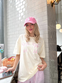 Pink Embroider Bow Tee