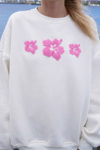 Ivory Hibiscus Flower Sweatshirt