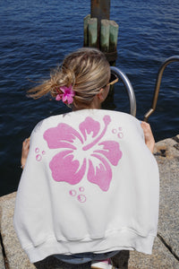 Ivory Hibiscus Flower Sweatshirt