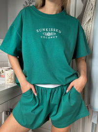 Bubbly Green Basic Watercolor Embroider Tee
