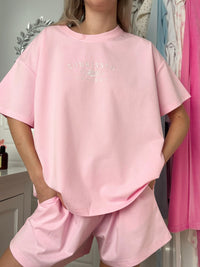 Blair Pink Basic Watercolor Embroider Tee