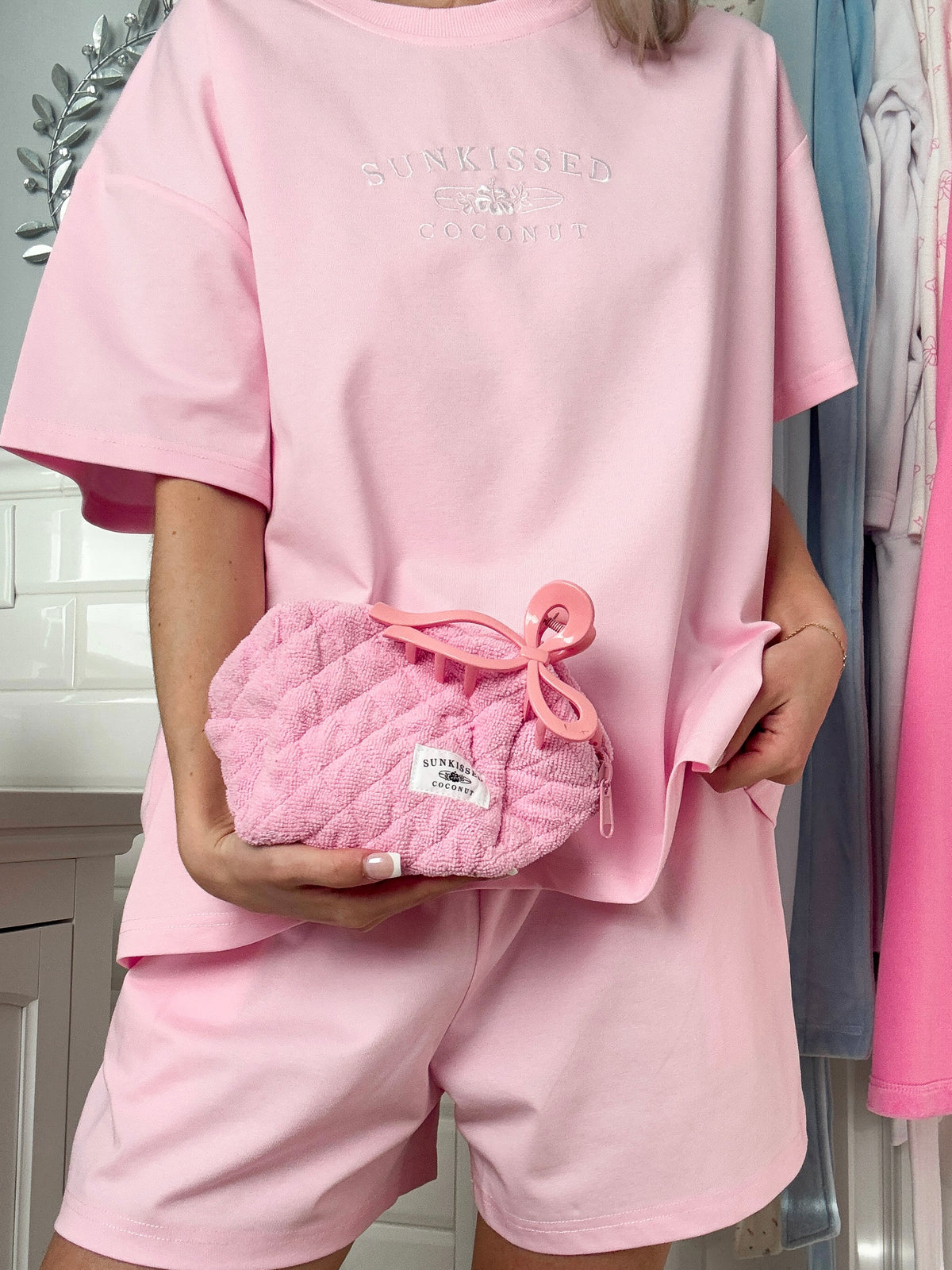 Blair Pink Basic Watercolor Embroider Tee