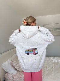 Pearl Grey Embroider Van Star Hoodie