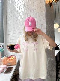 Pink Embroider Bow Tee