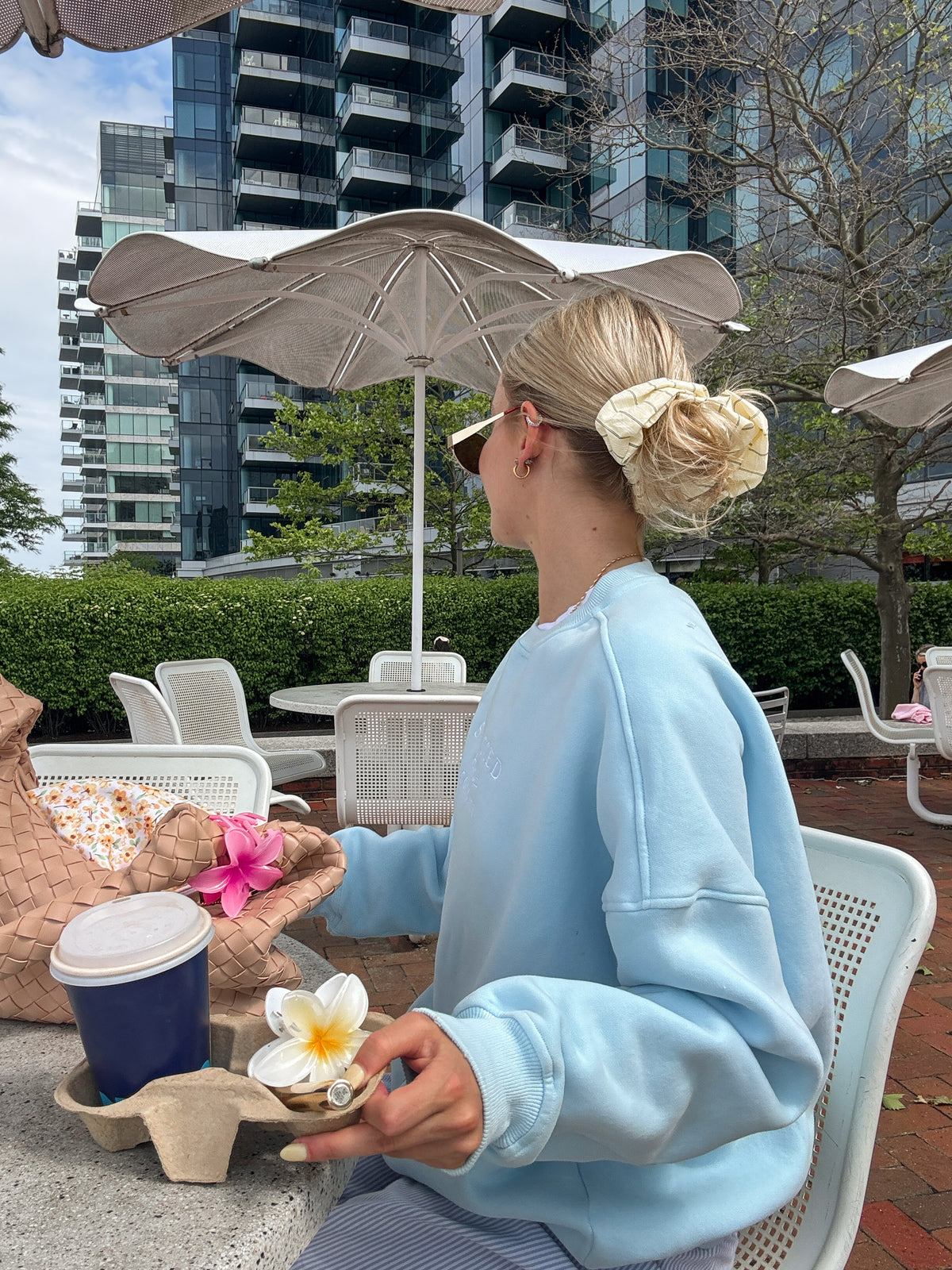 Icy Blue Sunkissedcoconut Embroider Sweatshirt