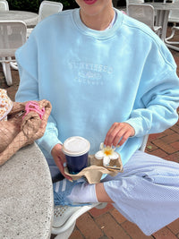 Icy Blue Sunkissedcoconut Embroider Sweatshirt