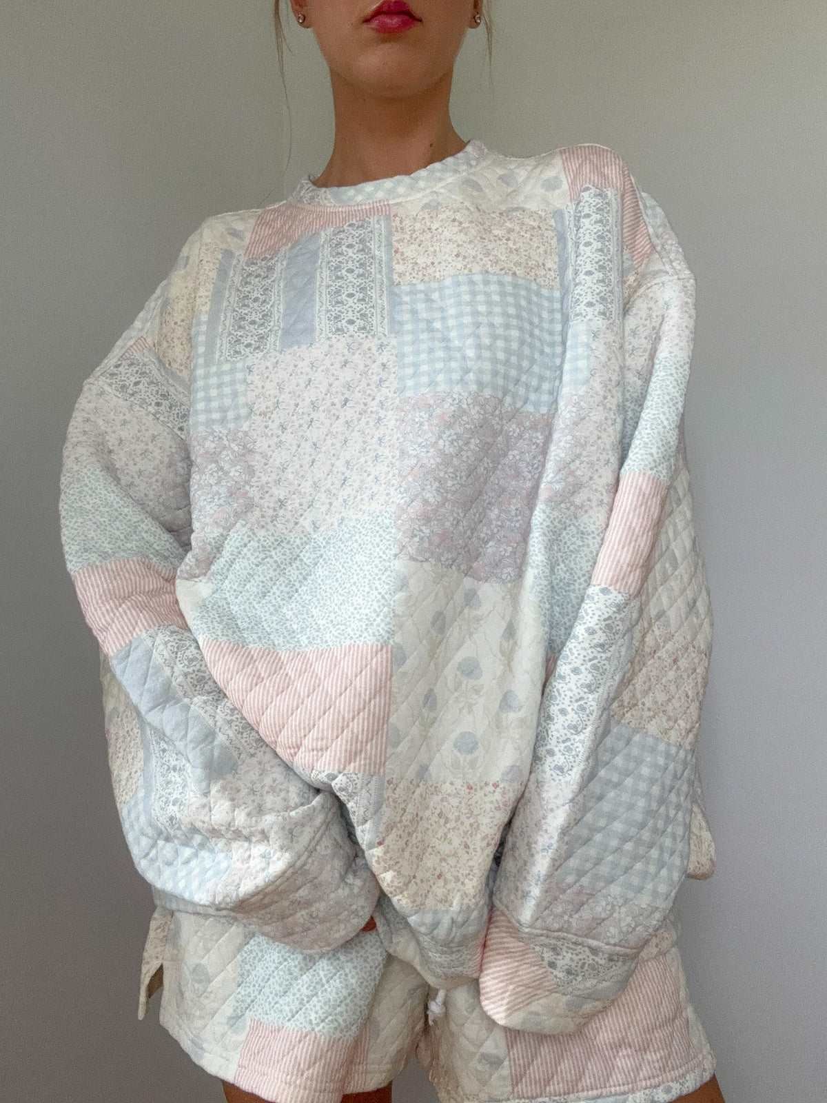 Shades Of Blue Quilted Pastel Sweatshirt