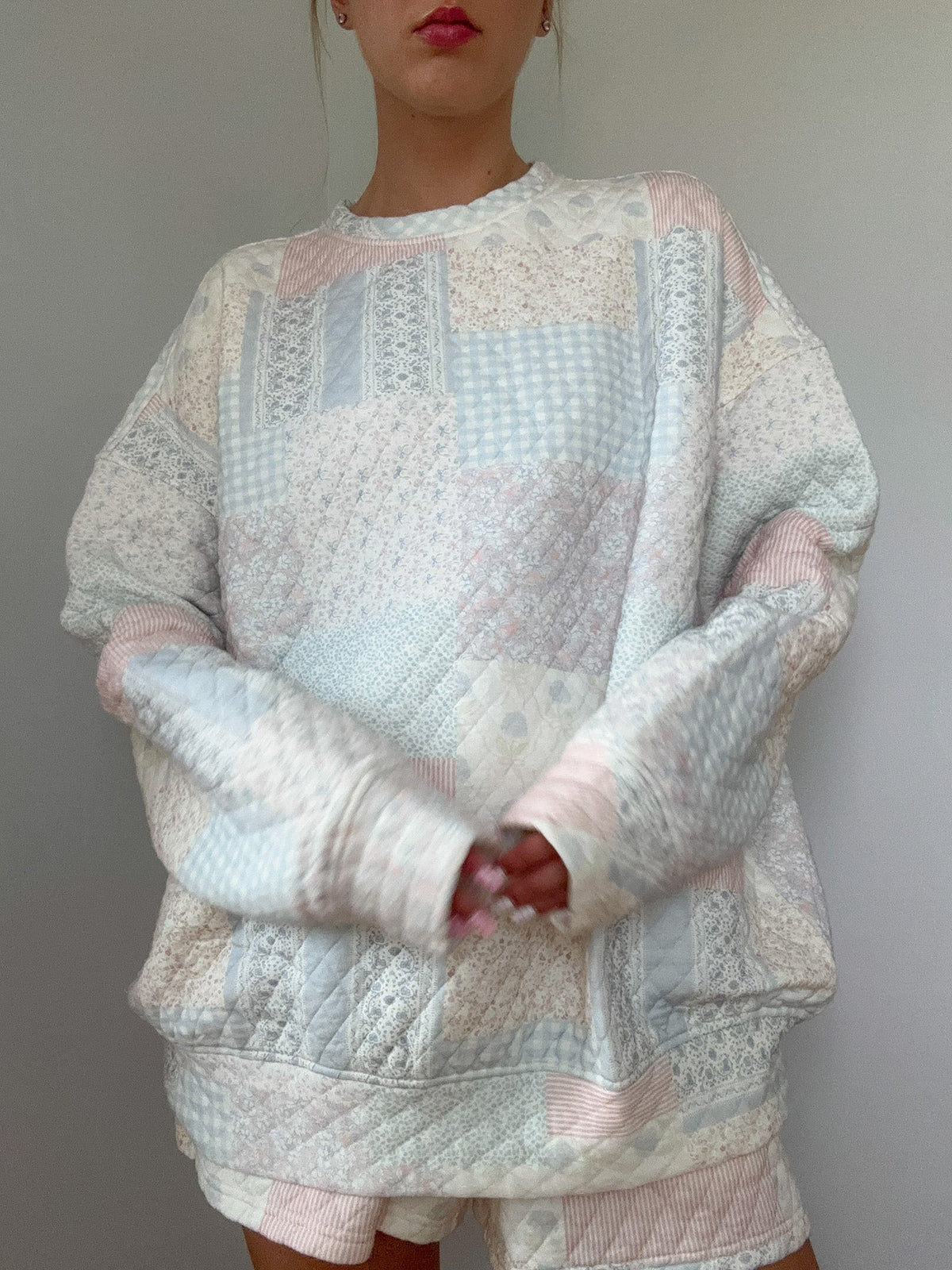 Shades Of Blue Quilted Pastel Sweatshirt