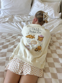 Ivory Autumn Fall Bucket List Embroidered Sweatshirt