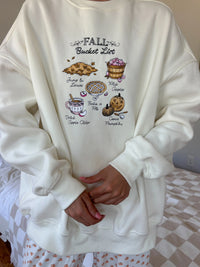 Ivory Autumn Fall Bucket List Embroidered Sweatshirt