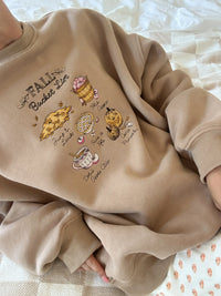 Cappuccino Autumn Fall Bucket List Embroidered Sweatshirt