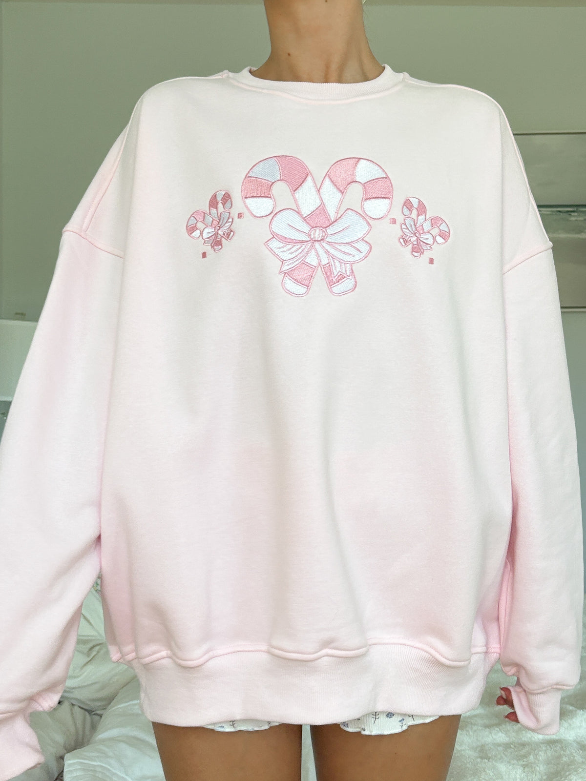 Light Pink Candy Cane Wonderland Sweatshirt