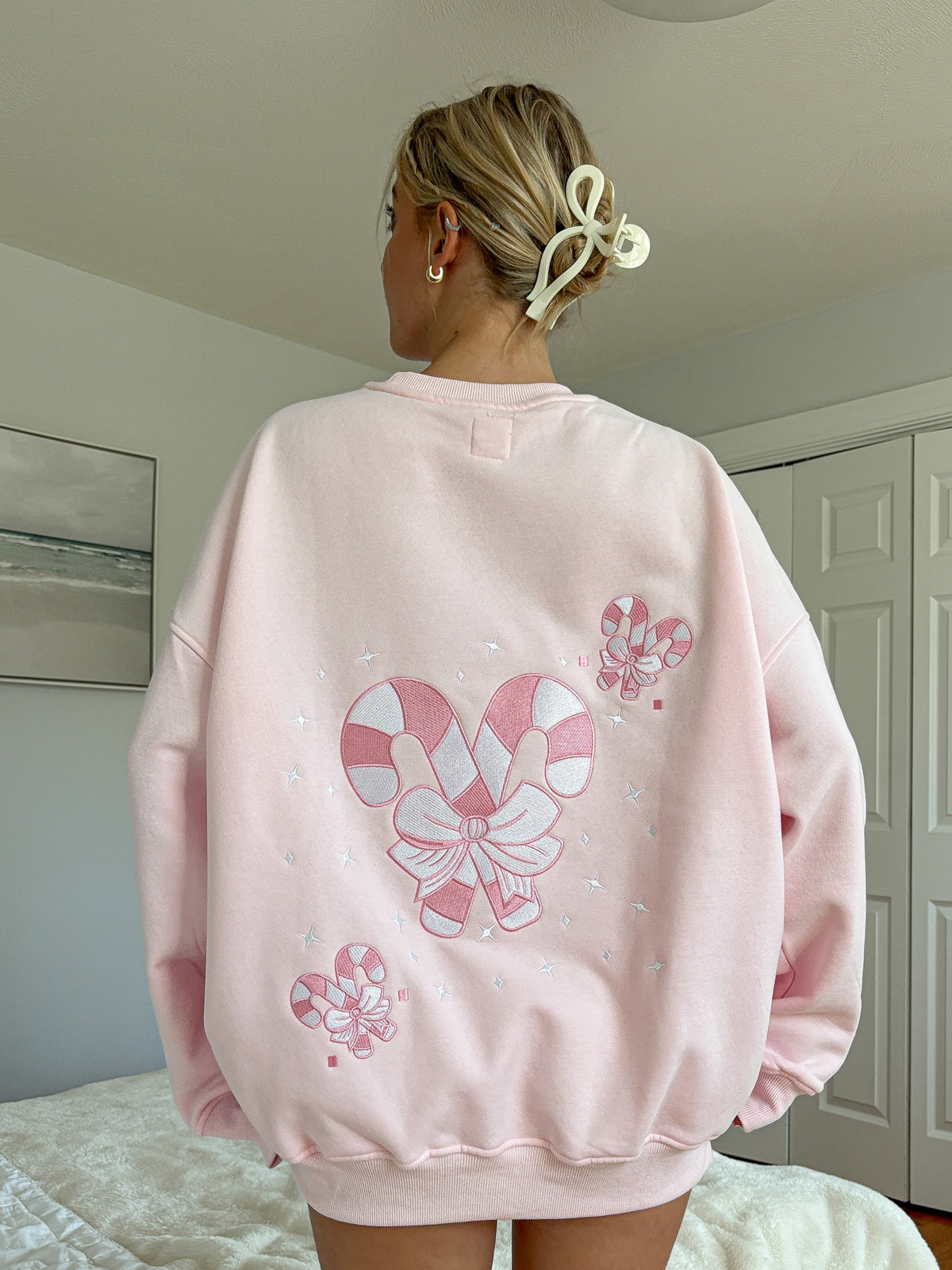 Light Pink Candy Cane Wonderland Sweatshirt